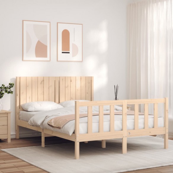 Lit avec tête de lit 140x190 cm bois massif