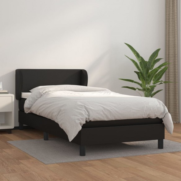 Lit avec matelas Noir 100x200 cm Similicuir