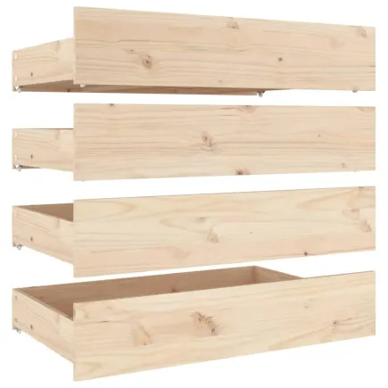 Tiroirs de lit 4 pcs Bois de pin massif 2