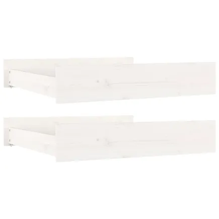 Tiroirs de lit 2 pcs blanc Bois de pin massif 2