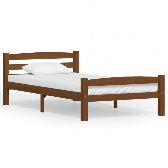 Lit Marron miel Bois de pin massif 90x200 cm