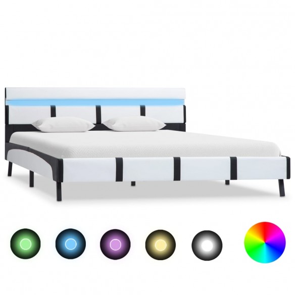 Lit avec LED Blanc Similicuir 140 x 200 cm