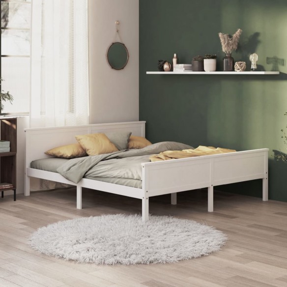 Lit Blanc Bois de pin massif 200x200 cm