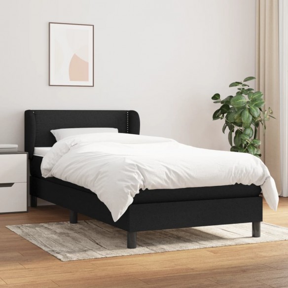 Lit et matelas Noir 80x200 cm Tissu