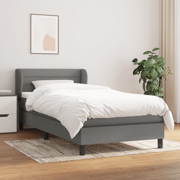 Lit avec matelas Gris foncé 90x200 cm Tissu