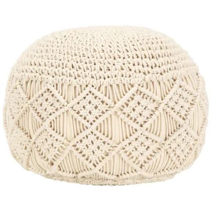 Pouf fait à la main en macramé 45 x 30 cm Coton
