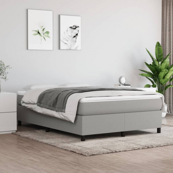 Lit Gris clair 140x200 cm Tissu