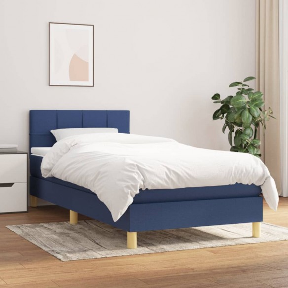 Lit avec matelas Bleu 100x200 cm Tissu