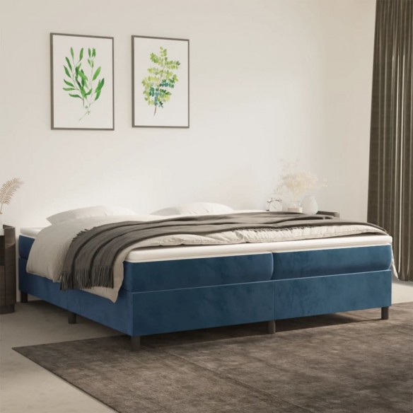 Lit Bleu foncé 200x200 cm Velours