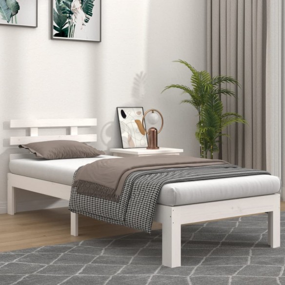 Lit Blanc Bois massif 75x190 cm Petit simple