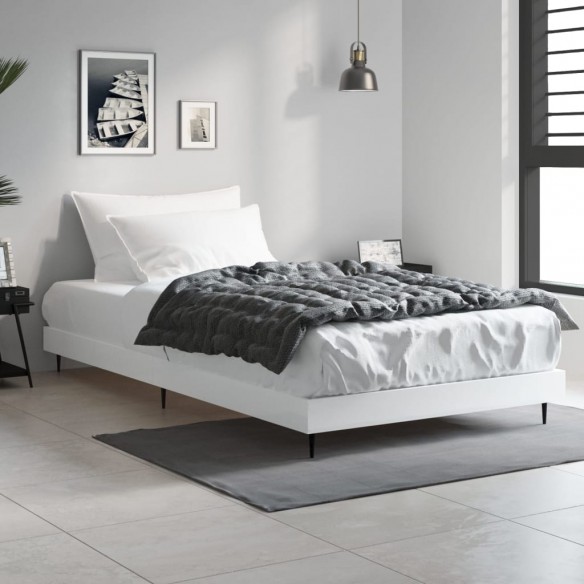 Lit blanc 90x190 cm bois d'ingénierie
