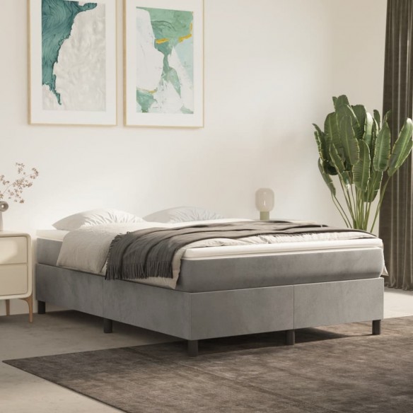 Lit Gris clair 140x190 cm Velours