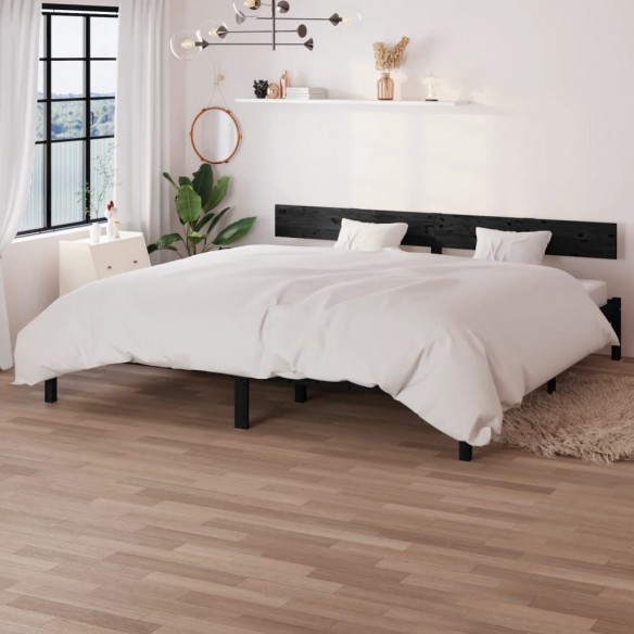 Lit Noir Bois de pin massif 180x200 cm UK Super King