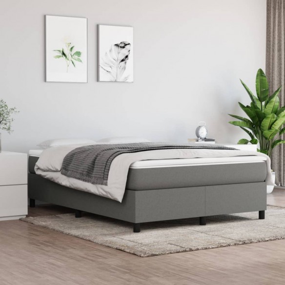 Lit Gris foncé 140x190 cm Tissu