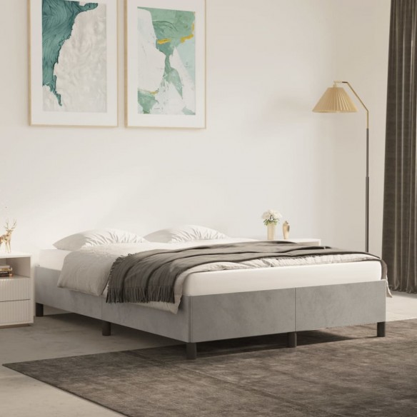 Lit Gris clair 140x190 cm Velours
