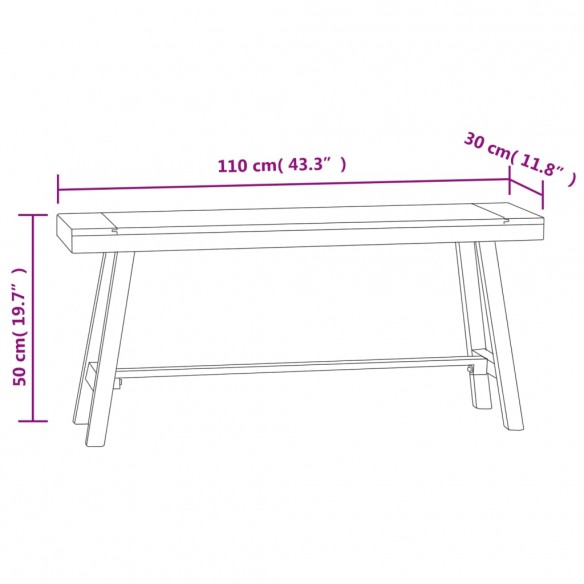 Banc 110 cm Bois massif de teck Banc 110 cm Bois massif de teck