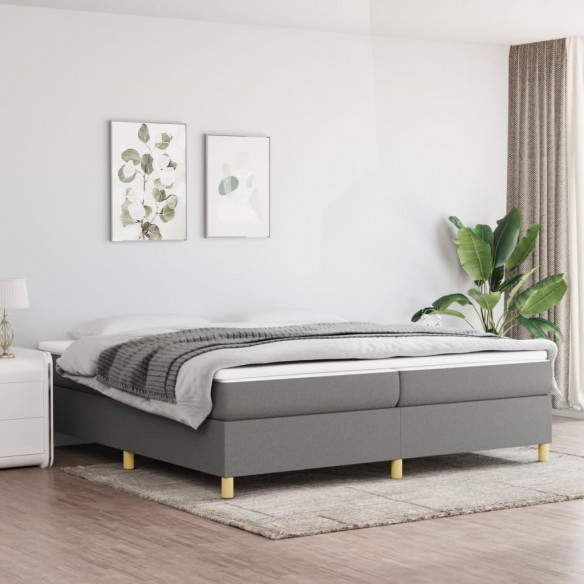 Lit Gris foncé 200x200 cm Tissu
