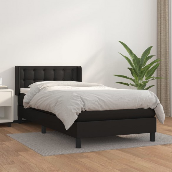 Lit avec matelas Noir 80x200cm Similicuir