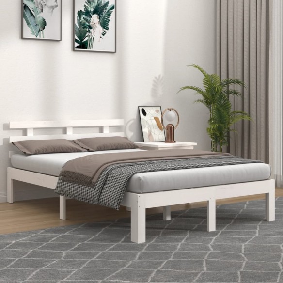 Lit Blanc Bois massif 140x200 cm