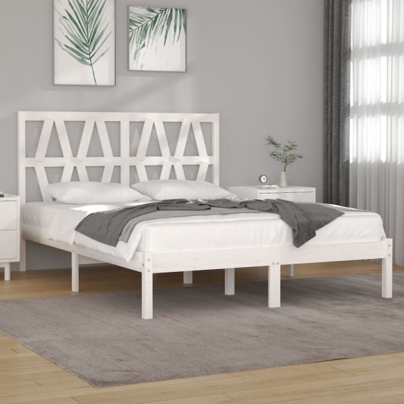 Lit Blanc Bois de pin massif 140x190 cm