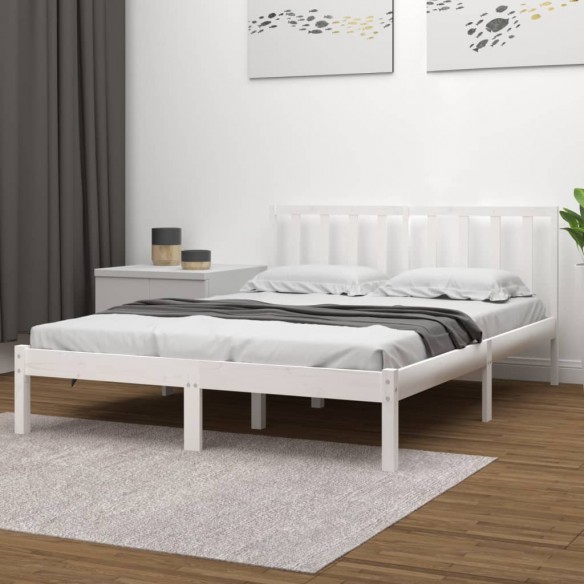 Lit Blanc Bois de pin massif 120x190 cm Petit Double
