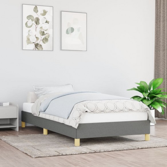 Lit Gris foncé 100 x 200 cm Tissu
