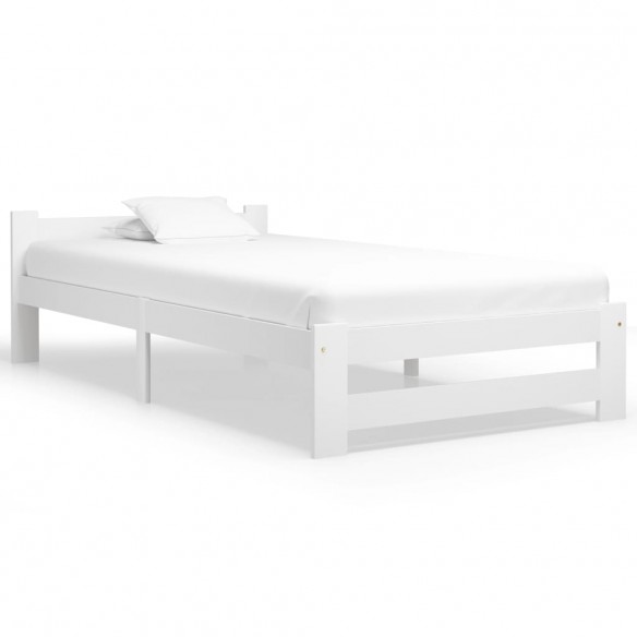 Lit Blanc Bois de pin massif 100x200 cm