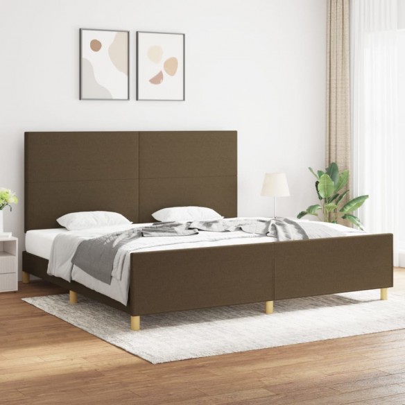 Lit avec tête de lit Marron foncé 200x200 cm Tissu