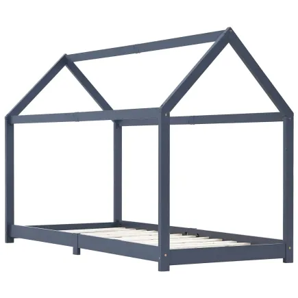 Lit d'enfant Gris  Bois de pin massif 90 x 200 cm 2