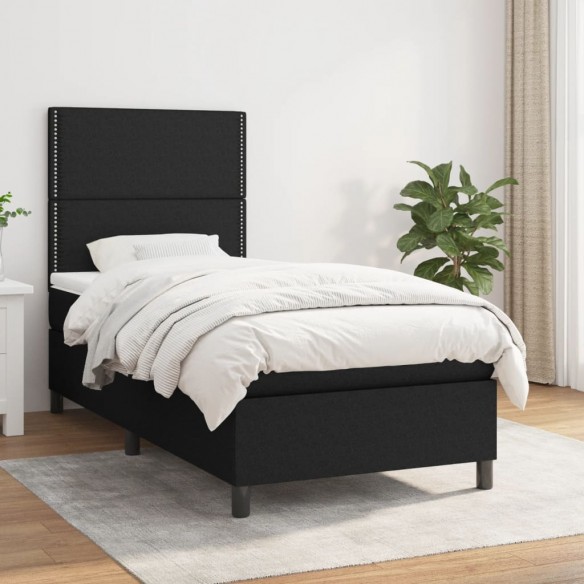 Lit avec matelas Noir 90x200 cm Tissu