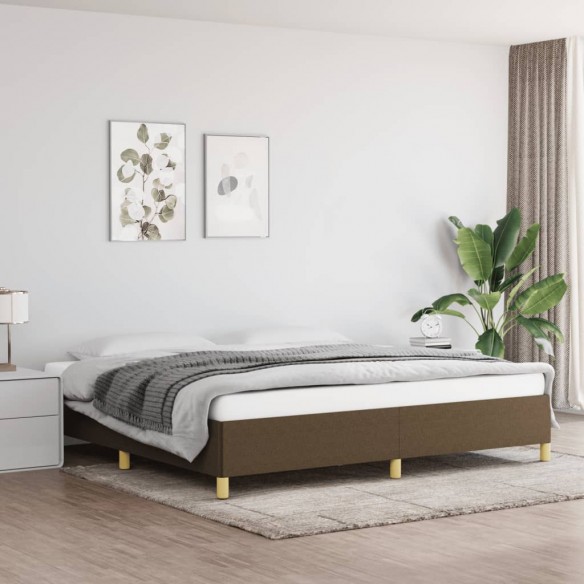Lit Marron foncé 200x200 cm Tissu