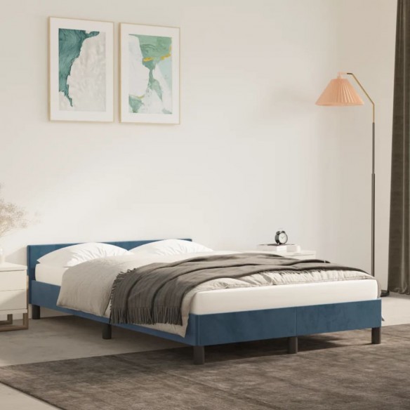 Lit avec tête de lit Bleu foncé 120x200 cm Velours