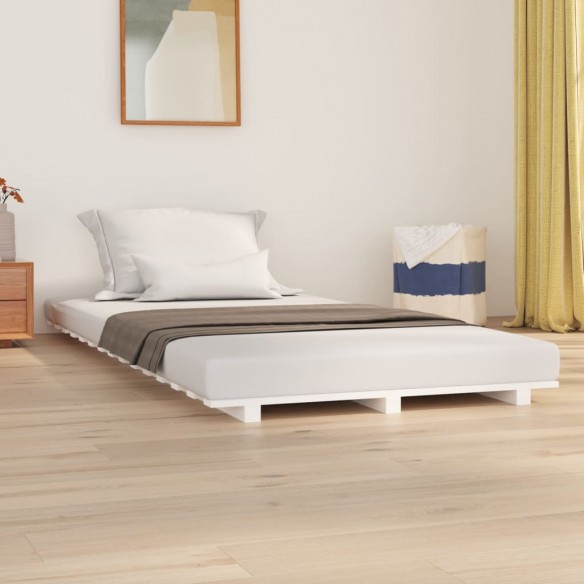 Lit Blanc 90x200 cm Bois de pin massif