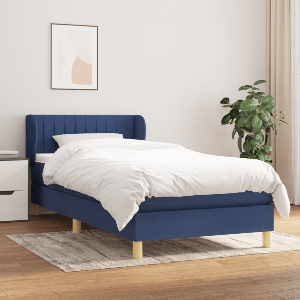 Lit avec matelas Bleu 90x190 cm Tissu