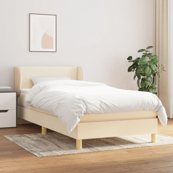 Lit avec matelas Crème 80x200 cm Tissu