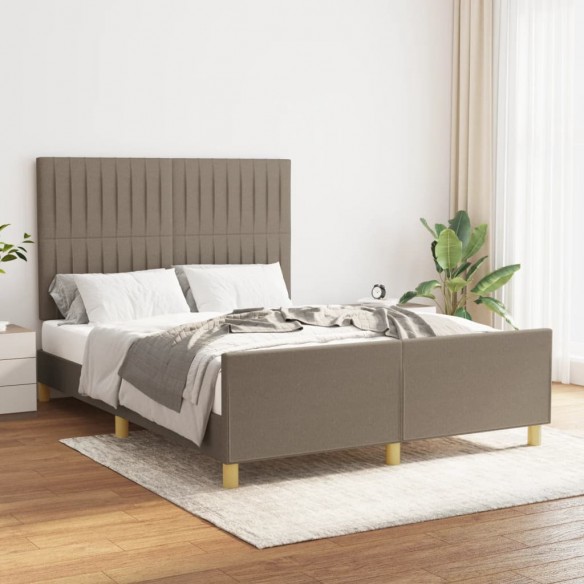 Lit avec tête de lit Taupe 140x190 cm Tissu