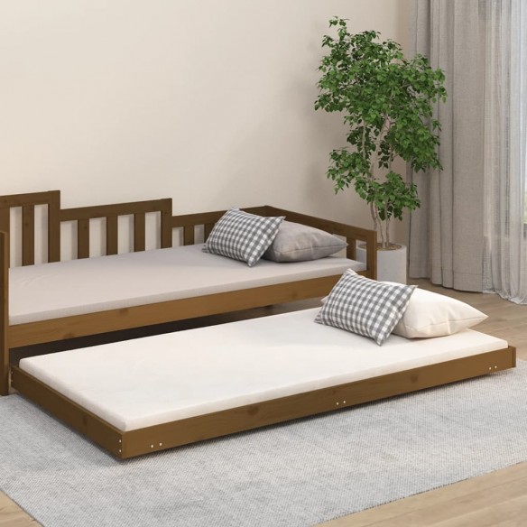 Lit Marron miel 90x200 cm Bois de pin massif