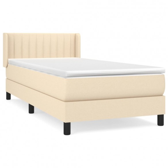 Lit avec matelas Crème 100x200 cm Tissu