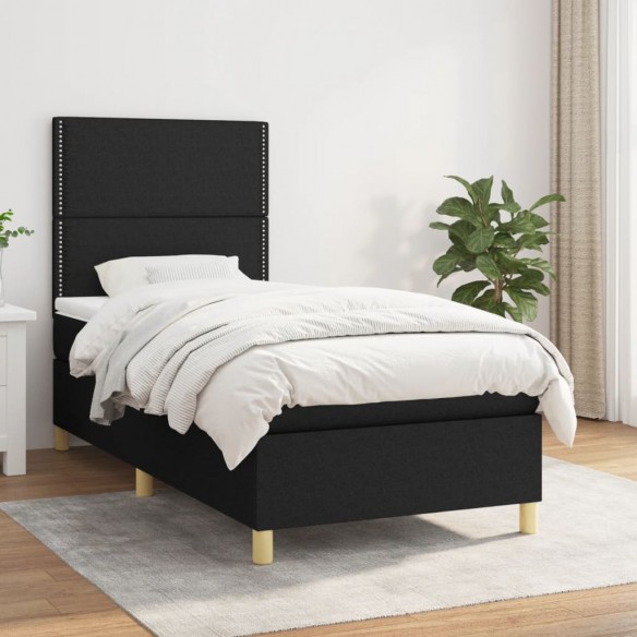 Lit et matelas Noir 80x200 cm Tissu