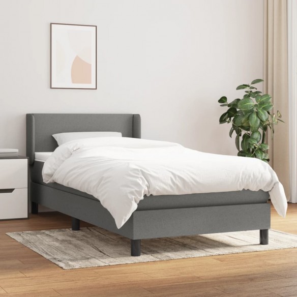 Lit avec matelas Gris foncé 100x200cm Tissu