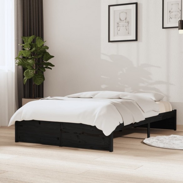 Lit Noir Bois massif 120x190 cm Petit double