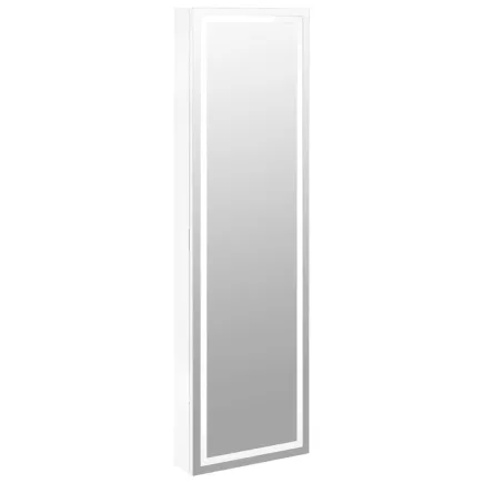 Armoire à bijoux avec miroir et éclairage LED mural blanc 2