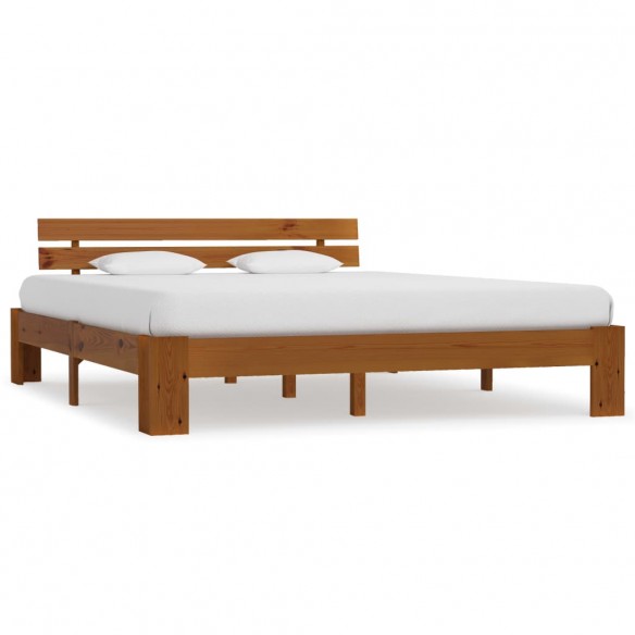 Lit Marron miel Bois de pin massif 180 x 200 cm