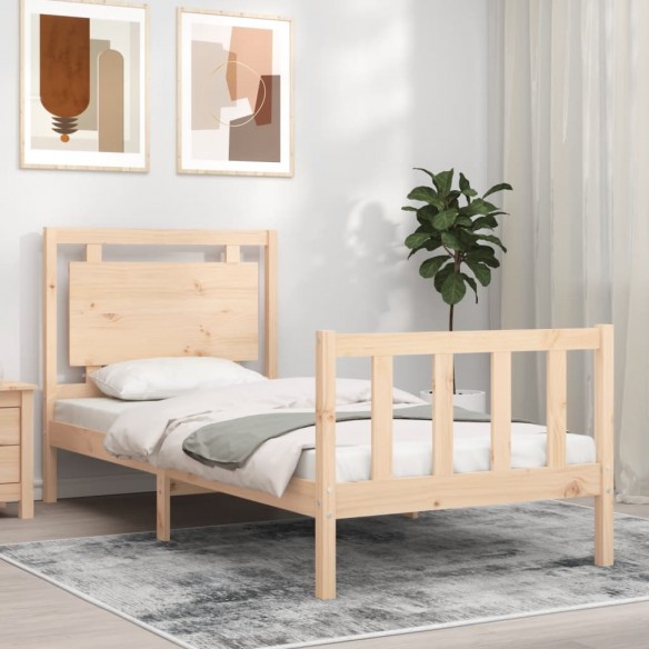 Lit avec tête de lit 90x200 cm bois massif