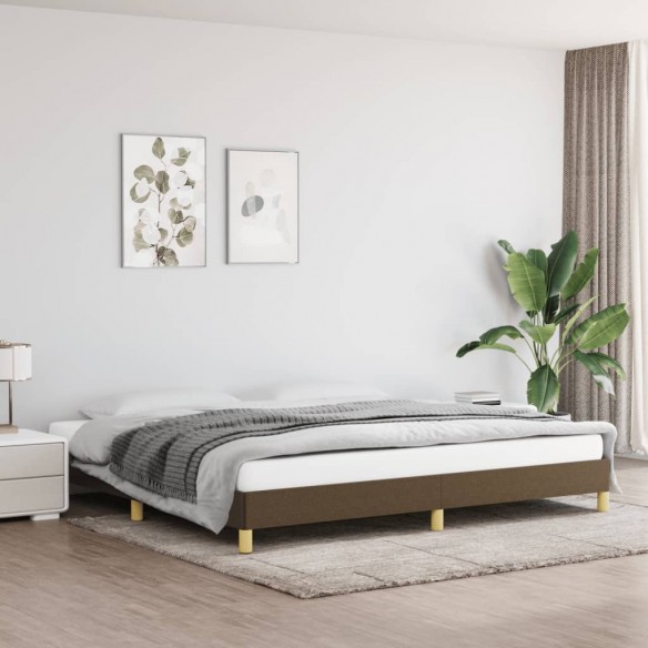 Lit Marron foncé 200x200 cm Tissu