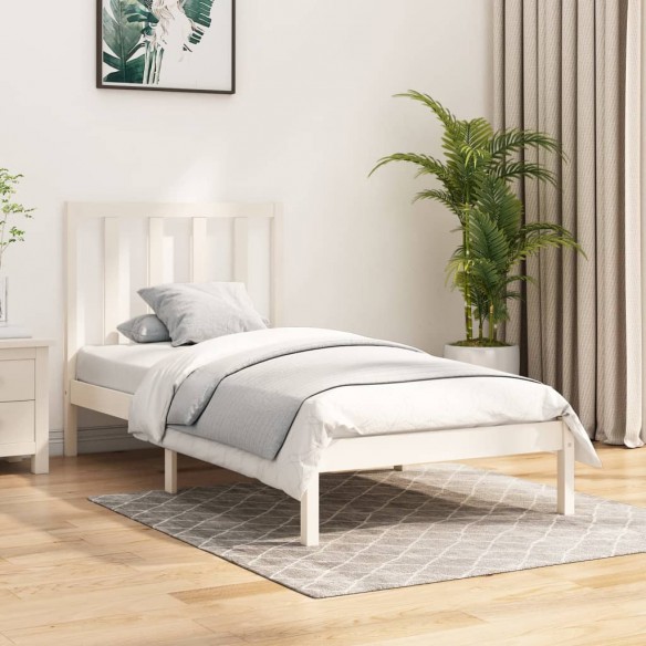Lit Blanc Bois de pin massif 100x200 cm