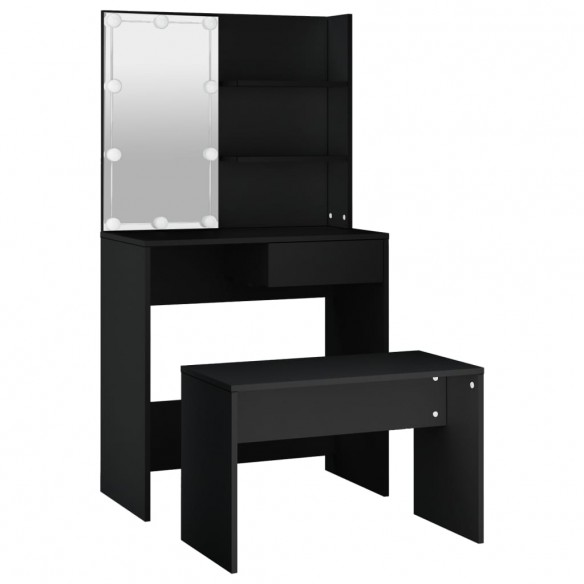 Ensemble de coiffeuse avec LED Noir 