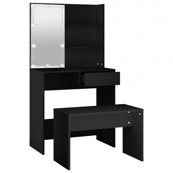 Ensemble de coiffeuse avec LED Noir 