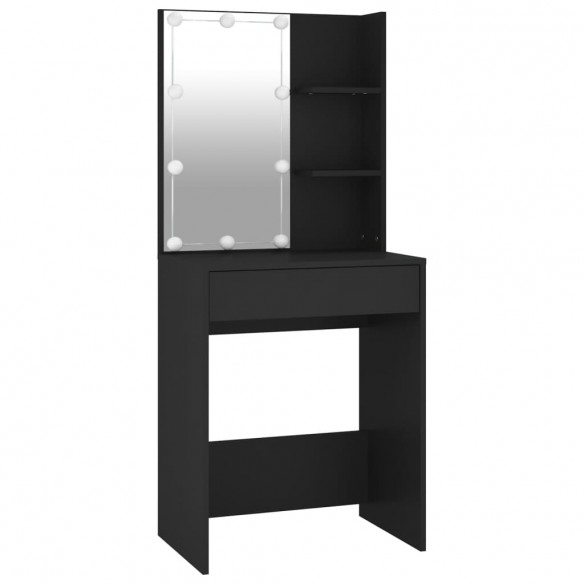 Ensemble de coiffeuse avec LED Noir 