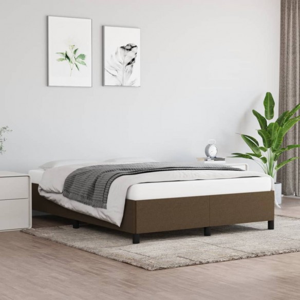 Lit Marron foncé 140x200 cm Tissu